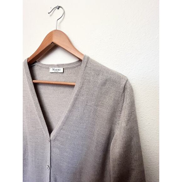 Maerz Muenchen Women's Sz Medium Beige Wool Button Cardigan Sweater - Picture 5 of 6